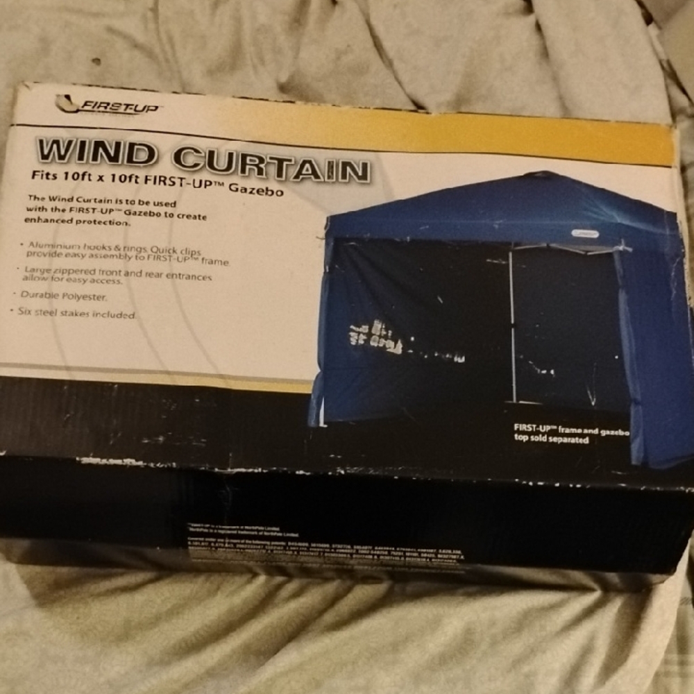 First-Up Blue Wind Curtain for Gazebo 10x10